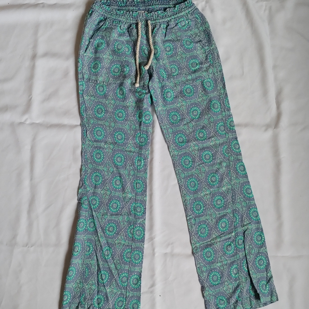 Roxy mint/grey drawstring linen pants